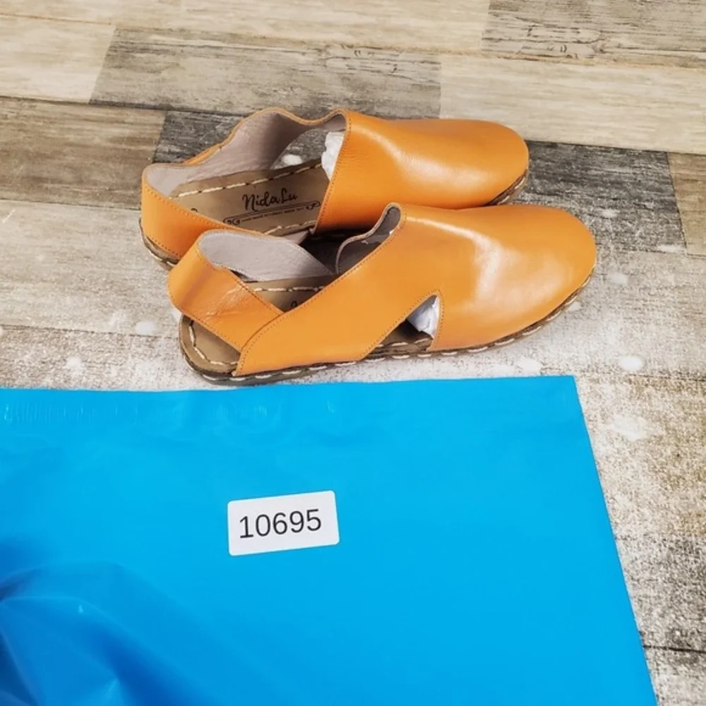 Nida Lu Womens Sandals Sz 5.5 W Leather Slip On Slingback Round‎ Toe